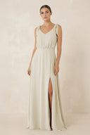 V - Neck A - Line Chiffon Bridesmaid Dress in Dove Gray - SHE IS ME Bridesmaid Dresses