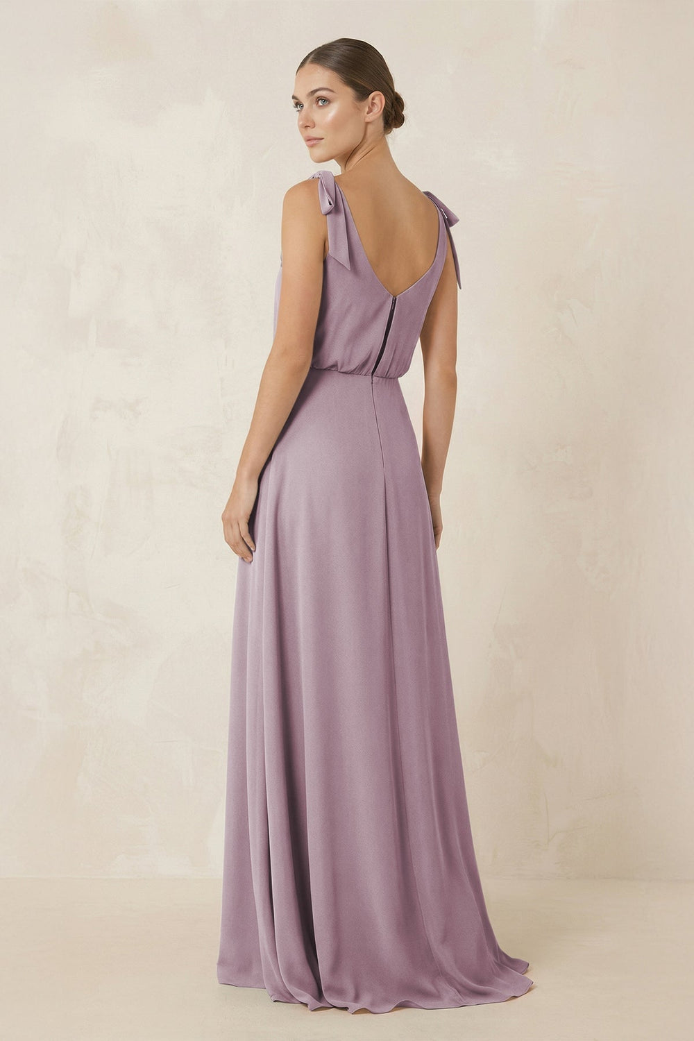 V - Neck A - Line Chiffon Bridesmaid Dress in Dusk - SHE IS ME Bridesmaid Dresses