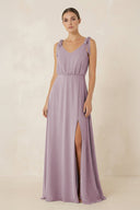 V - Neck A - Line Chiffon Bridesmaid Dress in Dusk - SHE IS ME Bridesmaid Dresses