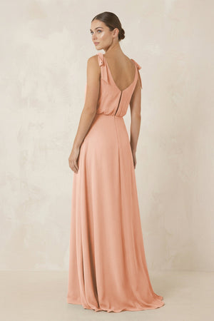 V - Neck A - Line Chiffon Bridesmaid Dress in English Rose - SHE IS ME Bridesmaid Dresses