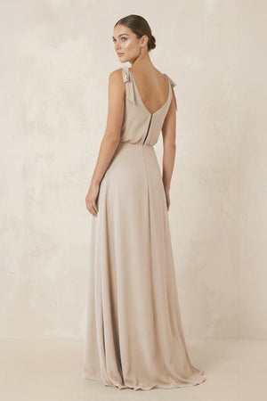 V - Neck A - Line Chiffon Bridesmaid Dress in Frost - SHE IS ME Bridesmaid Dresses