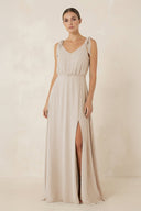 V - Neck A - Line Chiffon Bridesmaid Dress in Frost - SHE IS ME Bridesmaid Dresses