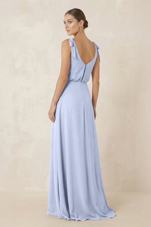 V - Neck A - Line Chiffon Bridesmaid Dress in Ice - SHE IS ME Bridesmaid Dresses