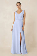 V - Neck A - Line Chiffon Bridesmaid Dress in Ice - SHE IS ME Bridesmaid Dresses