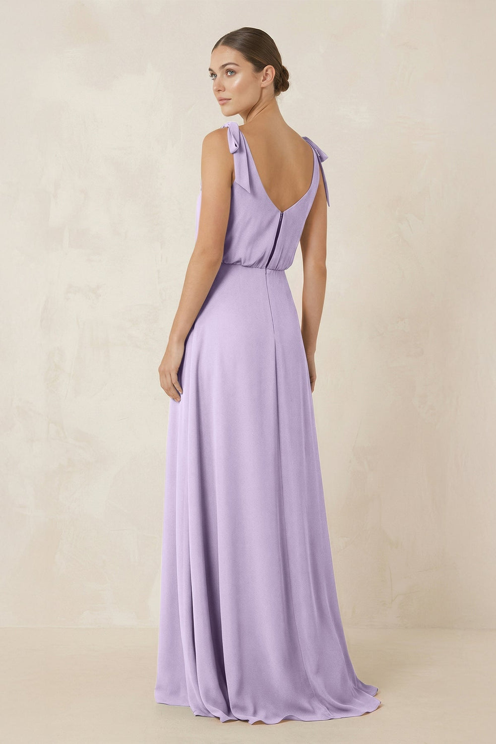 V - Neck A - Line Chiffon Bridesmaid Dress in Lavender - SHE IS ME Bridesmaid Dresses