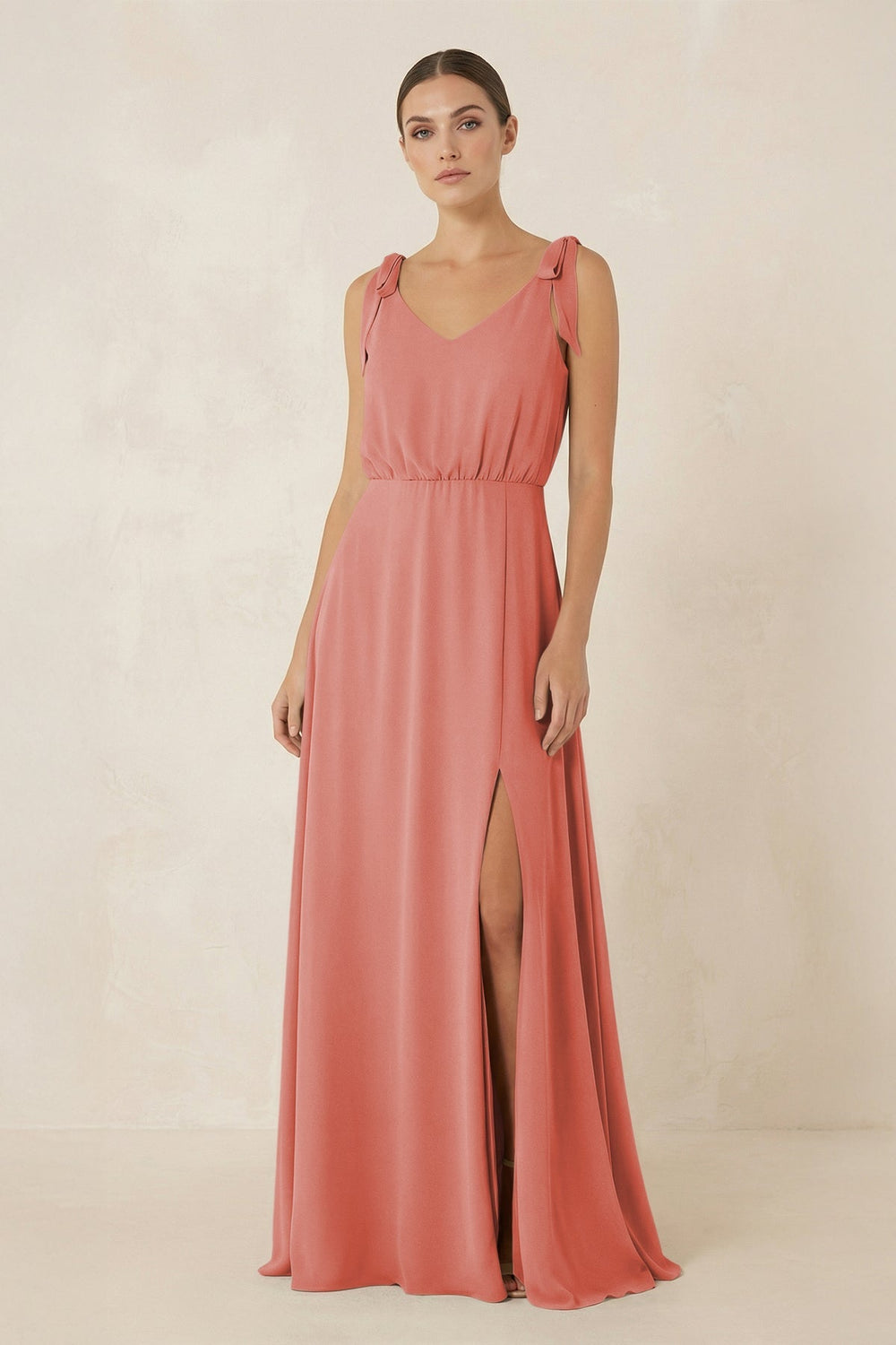 V - Neck A - Line Chiffon Bridesmaid Dress in Mulberry - KISS BRIDAL Bridesmaid Dresses