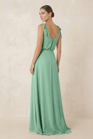 V - Neck A - Line Chiffon Bridesmaid Dress in Pale Pistachio - SHE IS ME Bridesmaid Dresses