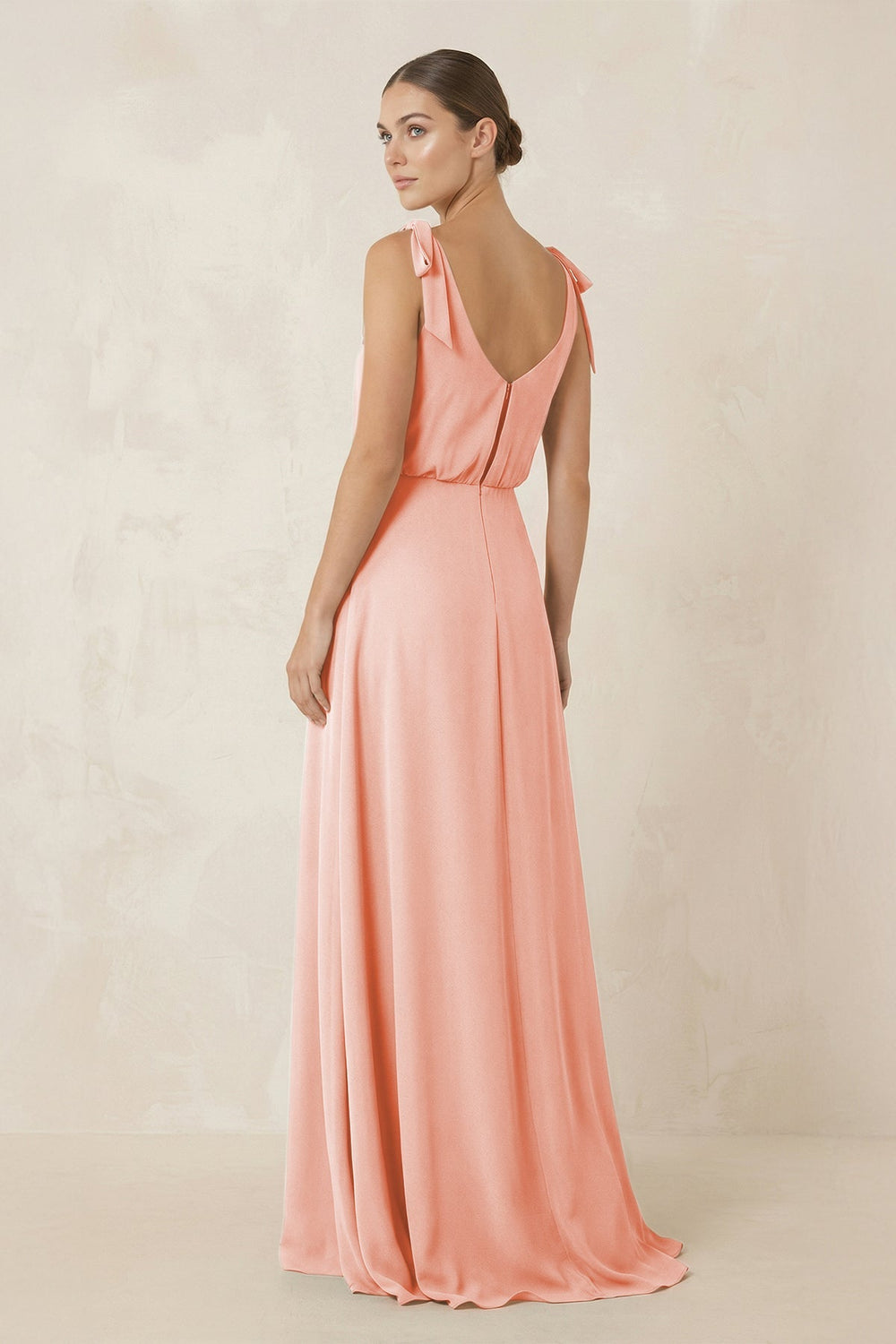 V - Neck A - Line Chiffon Bridesmaid Dress in Rose Petal - KISS BRIDAL Bridesmaid Dresses