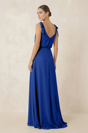 V - Neck A - Line Chiffon Bridesmaid Dress in Royal Blue - SHE IS ME Bridesmaid Dresses