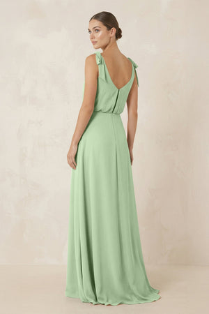 V - Neck A - Line Chiffon Bridesmaid Dress in Sage - SHE IS ME Bridesmaid Dresses