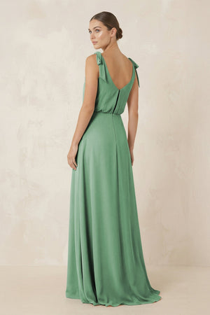 V - Neck A - Line Chiffon Bridesmaid Dress in Sea Glass - SHE IS ME Bridesmaid Dresses