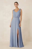 V - Neck A - Line Chiffon Bridesmaid Dress in Twilight - SHE IS ME Bridesmaid Dresses