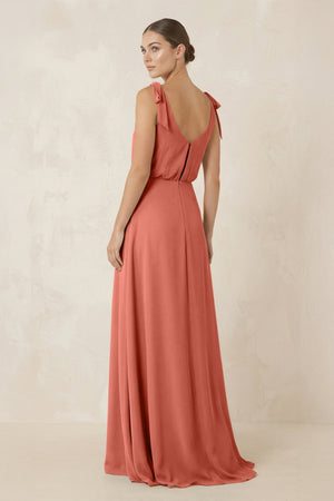 V - Neck A - Line Chiffon Bridesmaid Dress in Wild Rose - SHE IS ME Bridesmaid Dresses