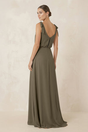 V - Neck A - Line Chiffon Bridesmaid Dress in Willow Green - SHE IS ME Bridesmaid Dresses