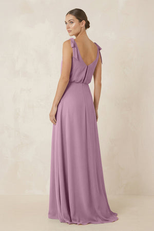 V - Neck A - Line Chiffon Bridesmaid Dress in Wisteria - SHE IS ME Bridesmaid Dresses
