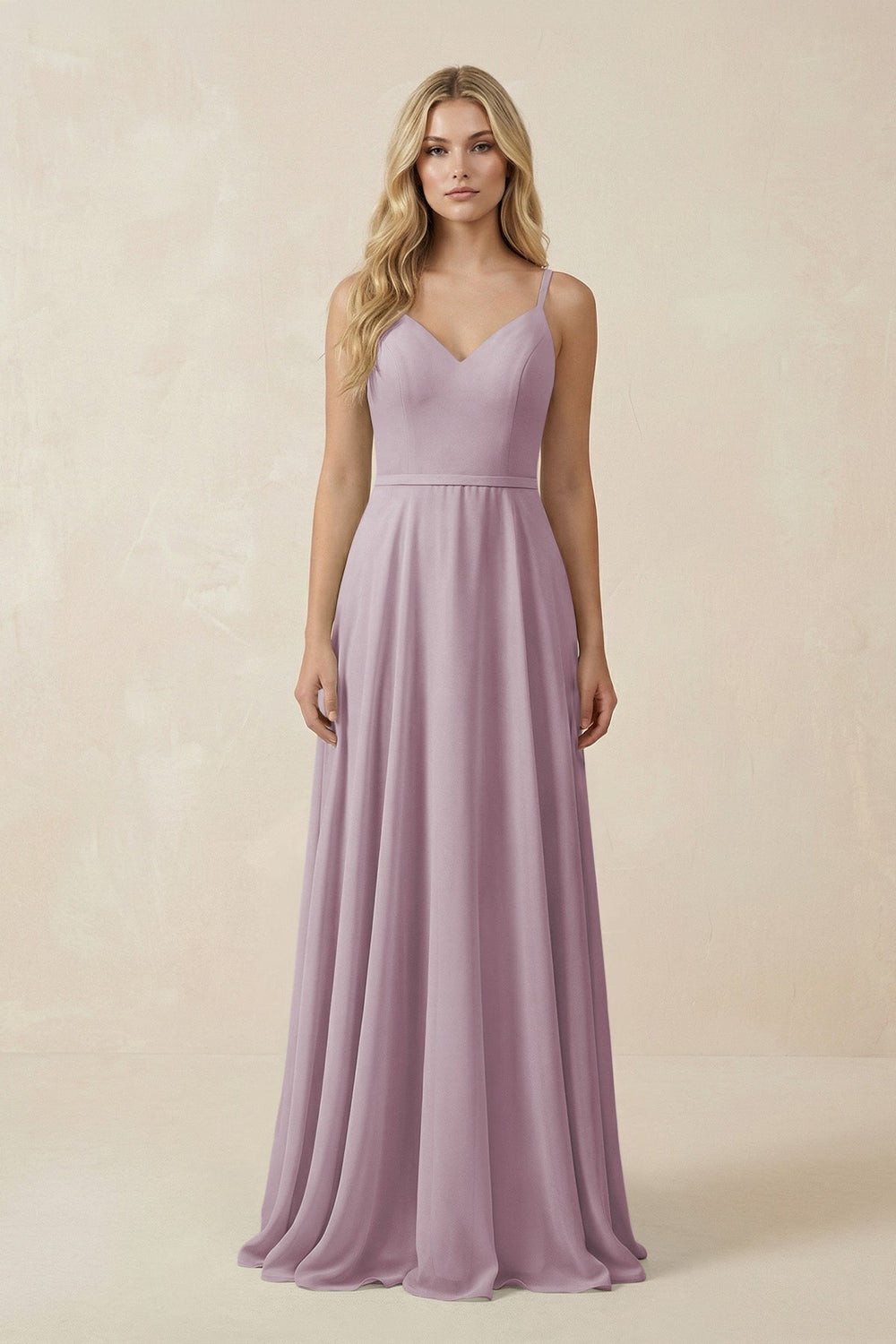 V - Neck A - Line Chiffon Bridesmaid Dress with Crisscross Back in Dusk - SHE IS ME Bridesmaid Dresses