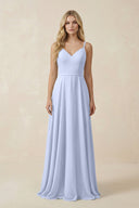 V - Neck A - Line Chiffon Bridesmaid Dress with Crisscross Back in Ice - SHE IS ME Bridesmaid Dresses