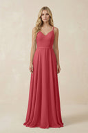 V - Neck A - Line Chiffon Bridesmaid Dress with Crisscross Back in Merlot - SHE IS ME Bridesmaid Dresses
