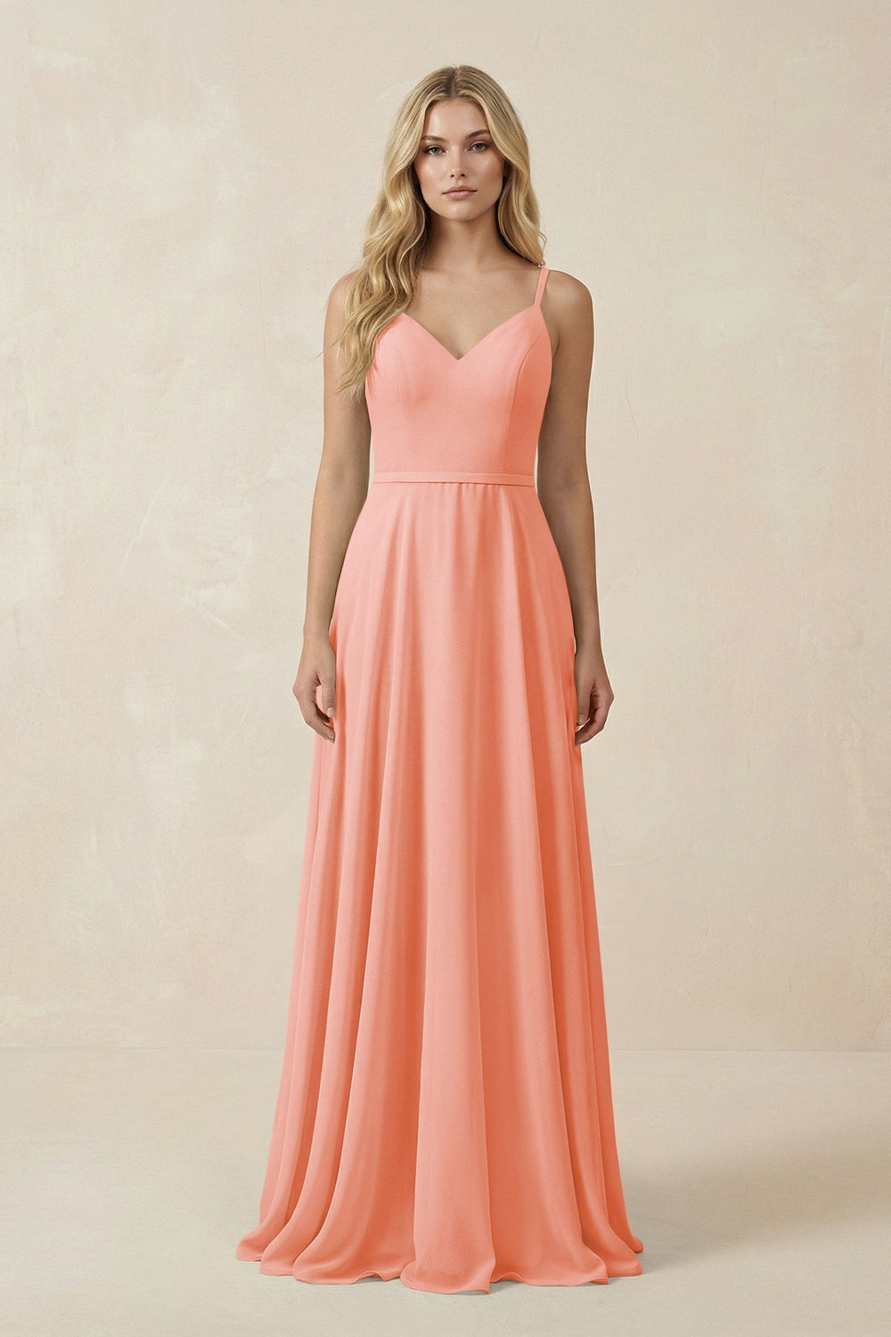 V - Neck A - Line Chiffon Bridesmaid Dress with Crisscross Back in Rosette - SHE IS ME Bridesmaid Dresses