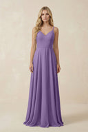 V - Neck A - Line Chiffon Bridesmaid Dress with Crisscross Back in Tahiti - SHE IS ME Bridesmaid Dresses