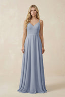 V - Neck A - Line Chiffon Bridesmaid Dress with Crisscross Back in Twilight - SHE IS ME Bridesmaid Dresses