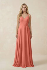 V - Neck A - Line Chiffon Bridesmaid Dress with Crisscross Back in Wild Rose - KISS BRIDAL Bridesmaid Dresses