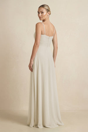 V - Neck A - Line Chiffon Pleated Bridesmaid Dress in Dove Gray - SHE IS ME Bridesmaid Dresses
