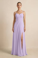 V - Neck A - Line Chiffon Pleated Bridesmaid Dress in Lavender - KISS BRIDAL Bridesmaid Dresses