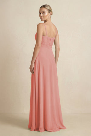 V - Neck A - Line Chiffon Pleated Bridesmaid Dress in Mulberry - SHE IS ME Bridesmaid Dresses