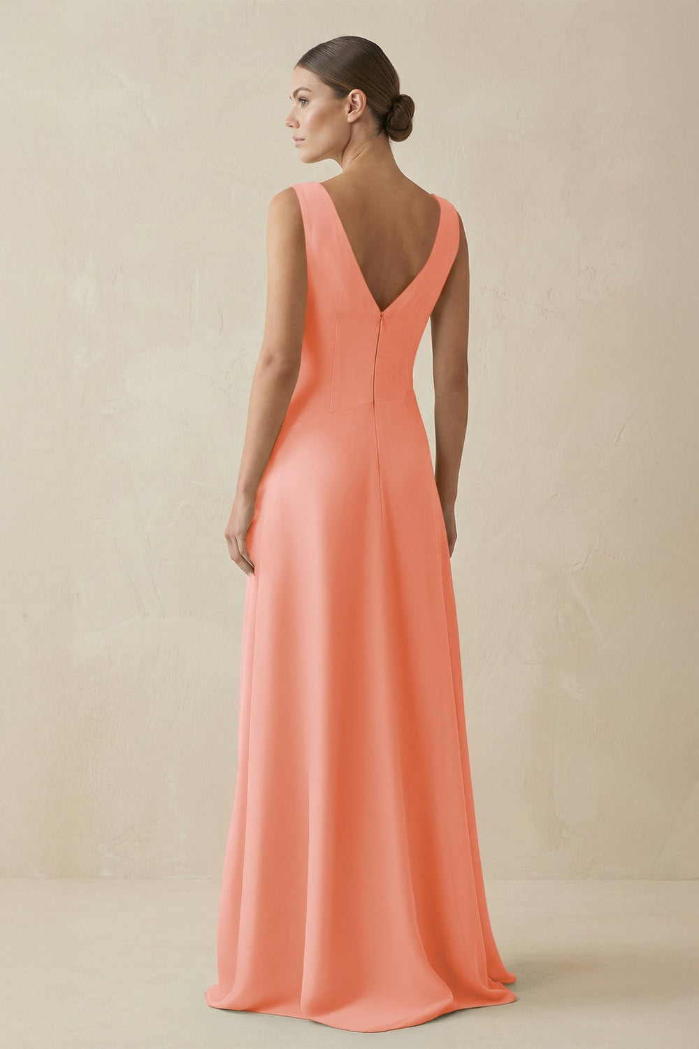V - Neck A - Line Chiffon Ruffled Bridesmaid Dress in Rosette - SHE IS ME Bridesmaid Dresses