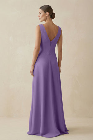 V - Neck A - Line Chiffon Ruffled Bridesmaid Dress in Tahiti - SHE IS ME Bridesmaid Dresses