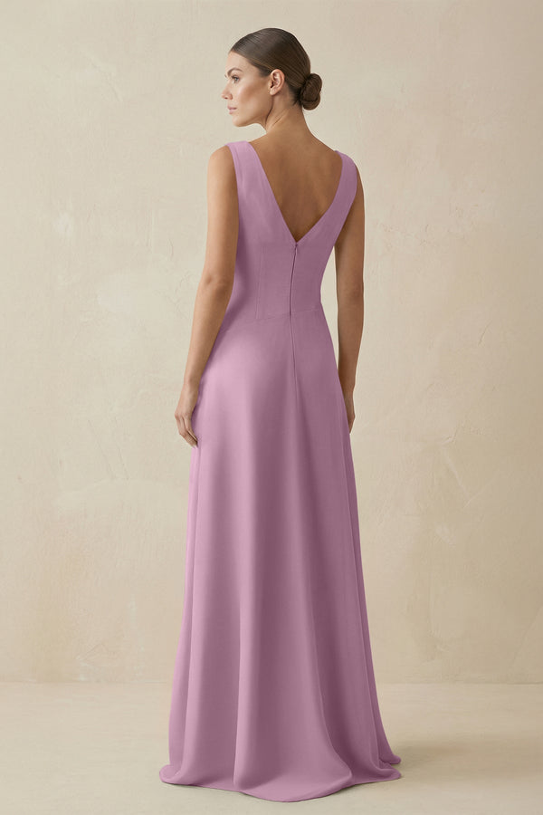 V - Neck A - Line Chiffon Ruffled Bridesmaid Dress in Wisteria - SHE IS ME Bridesmaid Dresses