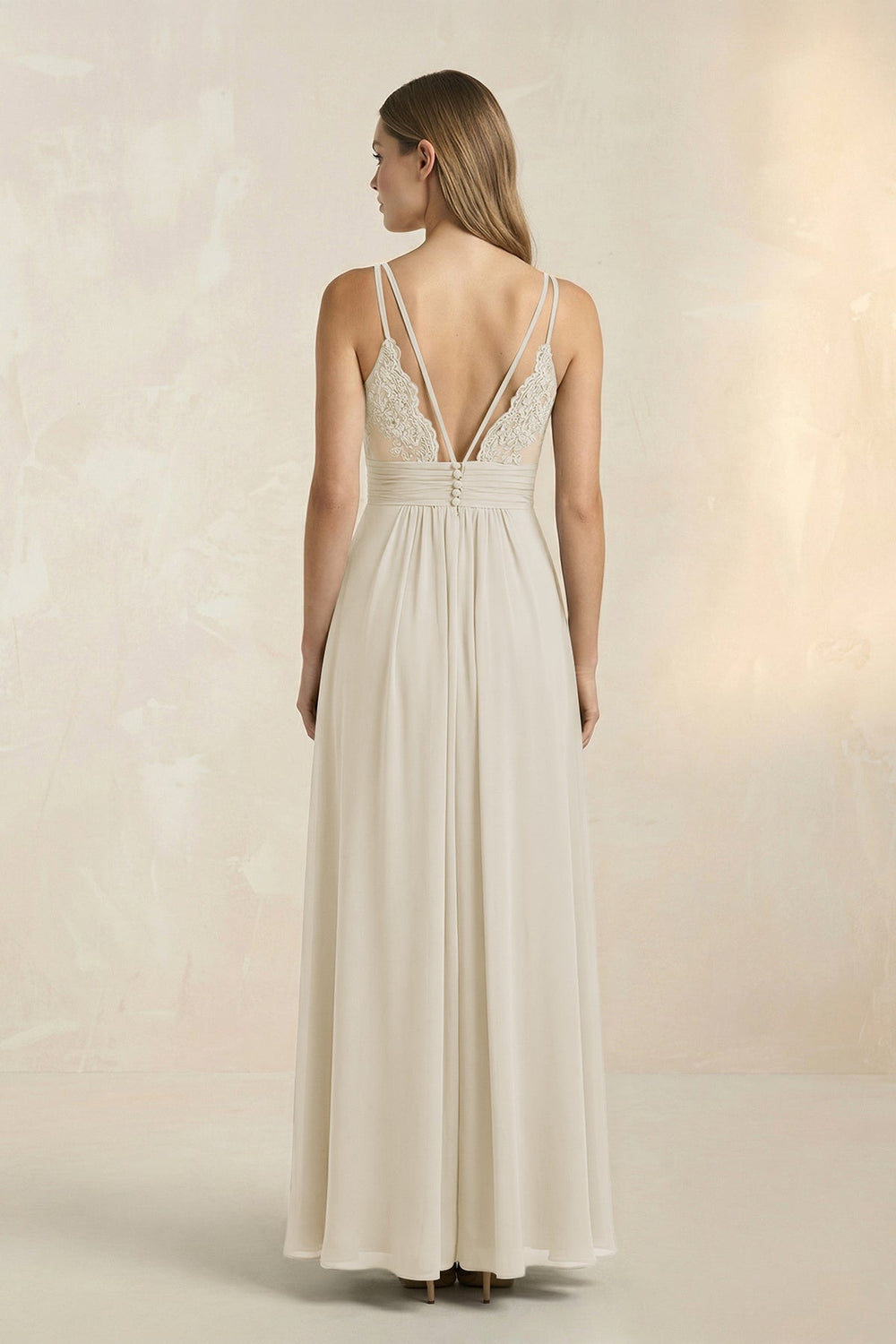 V-Neck A-Line Pleated Chiffon Bridesmaid Dress in Dove Gray