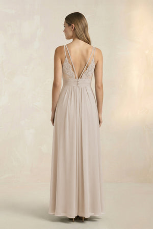 V - Neck A - Line Pleated Chiffon Bridesmaid Dress in Frost - SHE IS ME Bridesmaid Dresses