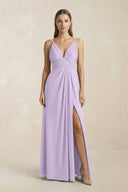 V - Neck A - Line Pleated Chiffon Bridesmaid Dress in Lavender - SHE IS ME Bridesmaid Dresses