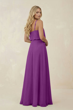 V - Neck Blouson A - Line Chiffon Bridesmaid Dress in Amethyst - SHE IS ME Bridesmaid Dresses