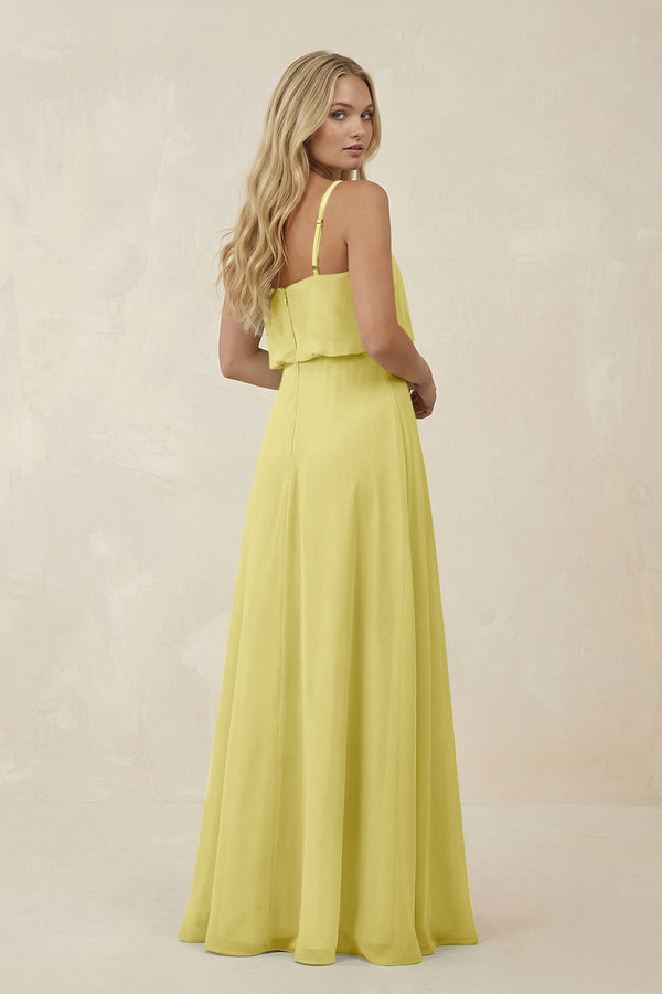 V - Neck Blouson A - Line Chiffon Bridesmaid Dress in Buttercup - SHE IS ME Bridesmaid Dresses