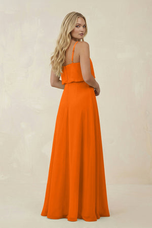 V - Neck Blouson A - Line Chiffon Bridesmaid Dress in Cinnamon - SHE IS ME Bridesmaid Dresses
