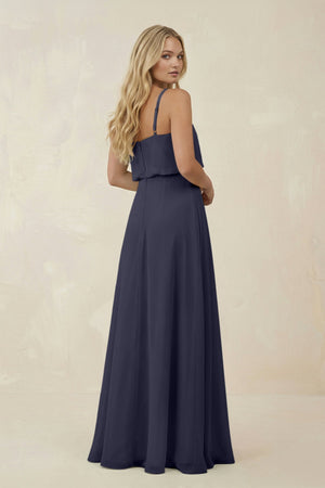 V - Neck Blouson A - Line Chiffon Bridesmaid Dress in Dusk Blue - SHE IS ME Bridesmaid Dresses