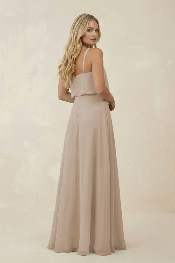 V - Neck Blouson A - Line Chiffon Bridesmaid Dress in Frost - SHE IS ME Bridesmaid Dresses