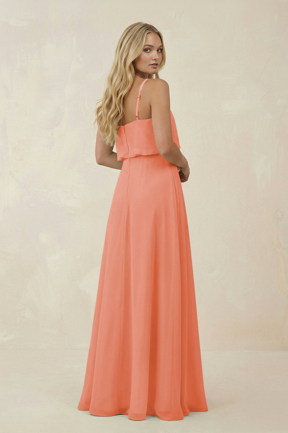 V - Neck Blouson A - Line Chiffon Bridesmaid Dress in Rosette - SHE IS ME Bridesmaid Dresses
