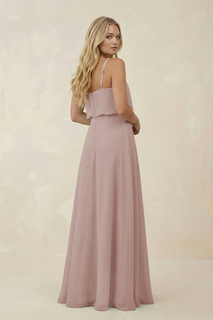 V-Neck Blouson A-Line Chiffon Bridesmaid Dress in Toffee (2) | KISSBRIDAL
