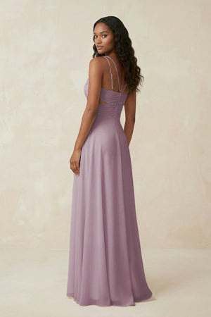 V - Neck Chiffon A - Line Cut - Out Bridesmaid Dress in Dusk - SHE IS ME Bridesmaid Dresses