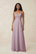 V - Neck Chiffon A - Line Cut - Out Bridesmaid Dress in Dusk - SHE IS ME Bridesmaid Dresses