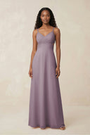 V-Neck Chiffon A-Line Cut-Out Bridesmaid Dress in Dusk | KISSBRIDAL