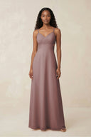 V-Neck Chiffon A-Line Cut-Out Bridesmaid Dress in Dusty Rose | KISSBRIDAL