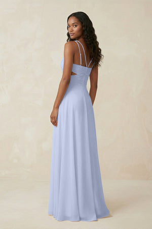 V - Neck Chiffon A - Line Cut - Out Bridesmaid Dress in Ice - SHE IS ME Bridesmaid Dresses