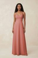 V-Neck Chiffon A-Line Cut-Out Bridesmaid Dress in Mulberry | KISSBRIDAL