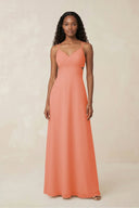 V - Neck Chiffon A - Line Cut - Out Bridesmaid Dress in Rosette - SHE IS ME Bridesmaid Dresses