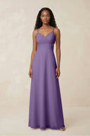 V - Neck Chiffon A - Line Cut - Out Bridesmaid Dress in Tahiti - SHE IS ME Bridesmaid Dresses